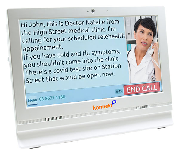 captioned video call with a doctor using the konnekt captioning videophone
